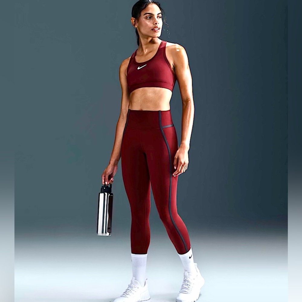 Nike One High-Waisted 7/8 Leggings, Small, in Dark Team Red/Armory Navy/Black